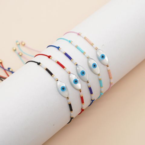 Décontractée Bohémien L'oeil Du Diable Verre Verre Coquille Perlé Fait Main Femmes Bracelets