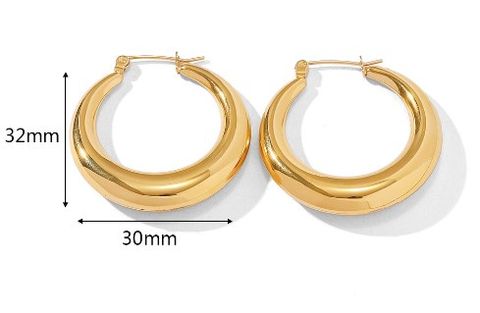 1 Pair Simple Style Circle Plating Stainless Steel Gold Plated Hoop Earrings