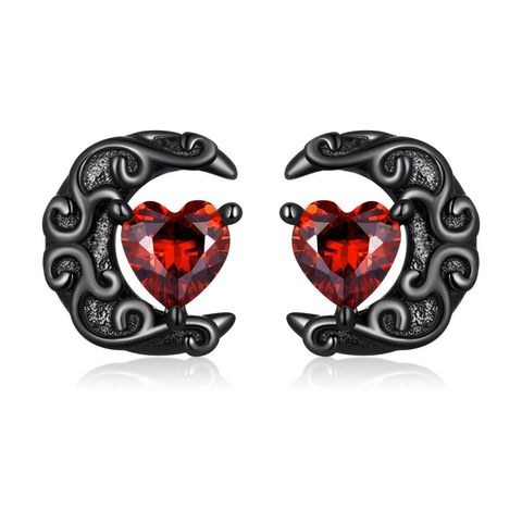 1 Pair Glam Romantic Heart Shape Inlay Sterling Silver Zircon Ear Cuffs