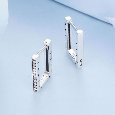 1 Pair Glam Romantic Square Inlay Sterling Silver Zircon Ear Cuffs