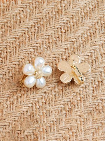 1 Pair Ig Style French Style Flower Inlay Zinc Alloy Pearl Ear Cuffs