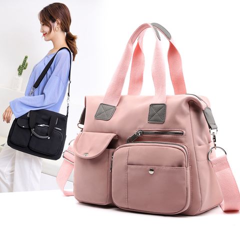 Women's Medium All Seasons Nylon Solid Color Basic Classic Style Square Zipper Shoulder Bag Handbag