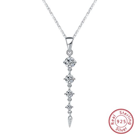 Elegant Simple Style Geometric Sterling Silver Zircon Pendant Necklace In Bulk