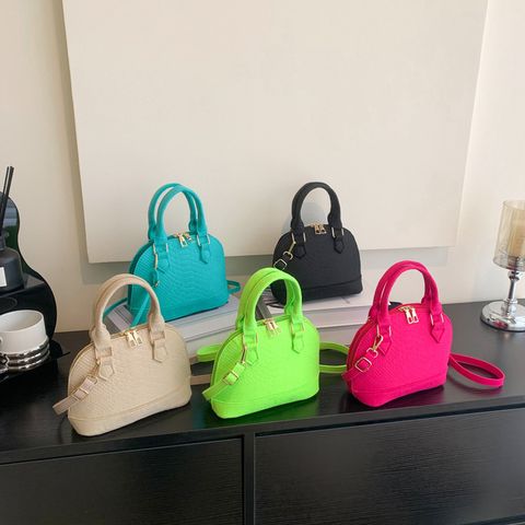 Women's Small All Seasons Felt Cloth Solid Color Streetwear Shell Zipper Shoulder Bag Handbag Dome Bag