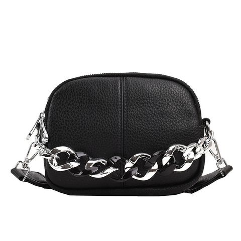 Women's Small All Seasons Pu Leather Solid Color Streetwear Chain Square Zipper Shoulder Bag