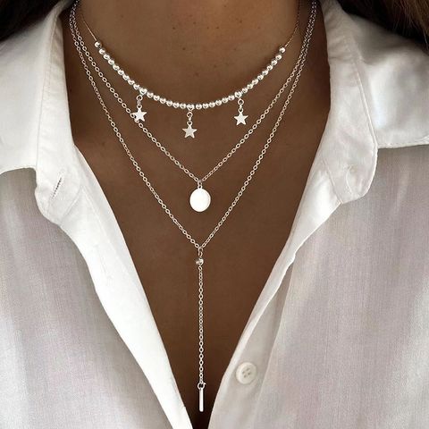 Ig-stil Einfacher Stil Runden Stern Legierung Perlen Frau Dreilagige Halskette