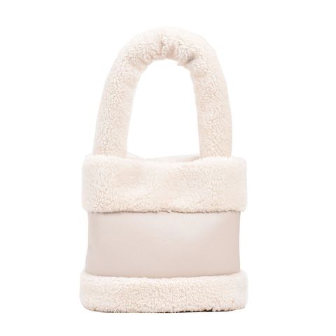 Women's Medium Autumn&winter Plush Solid Color Streetwear Bucket Magnetic Buckle Shoulder Bag Handbag