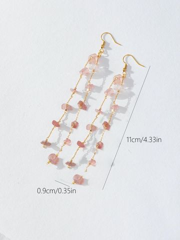 Wholesale Jewelry Elegant Basic Stone Artificial Gemstones Alloy Tassel Drop Earrings