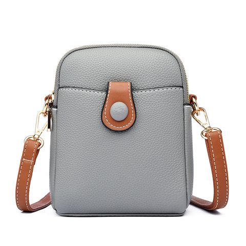 Women's Leather Solid Color Basic Square Magnetic Buckle Shoulder Bag Phone Wallets Crossbody Bag