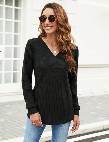 Women's T-shirt Long Sleeve T-shirts Casual Solid Color