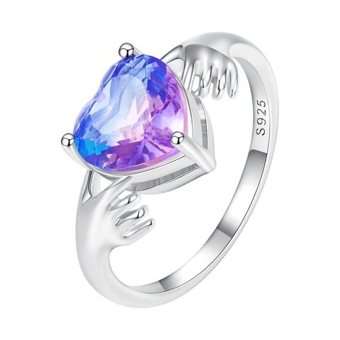 Casual Round Colorful Eye Sterling Silver Zircon Rings In Bulk