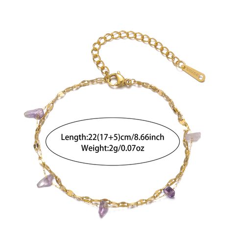 Cute Wedding Pastoral Heart Shape Stainless Steel Asymmetrical Plating 18k Gold Plated Women's Anklet