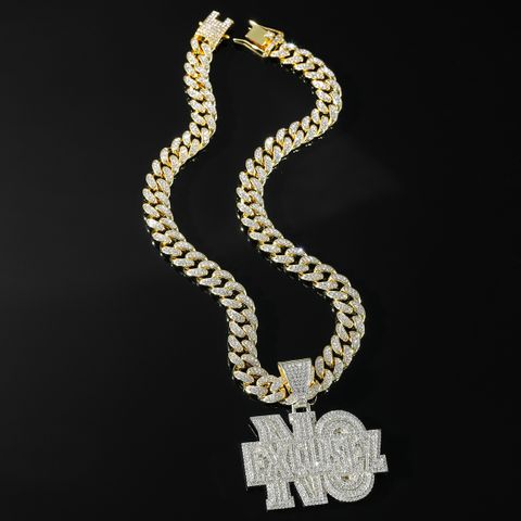 Hip-hop Letter Alloy Inlay Rhinestones Men's Charms Pendant Necklace