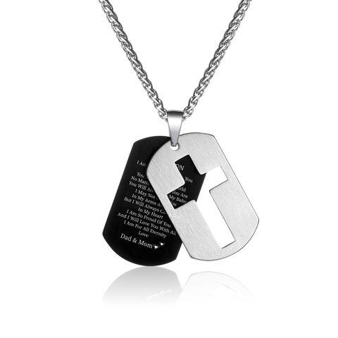 Ig Style Cool Style Cross Letter Stainless Steel Plating Hollow Out Men's Pendant Necklace Long Necklace