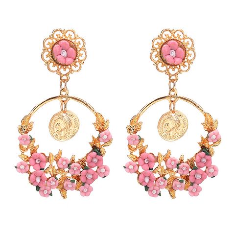 Wholesale Jewelry Elegant Retro Flower Alloy Drop Earrings