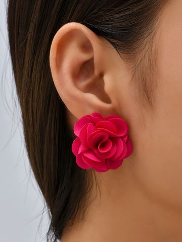 Wholesale Jewelry Lady Flower Alloy Cloth Ear Studs