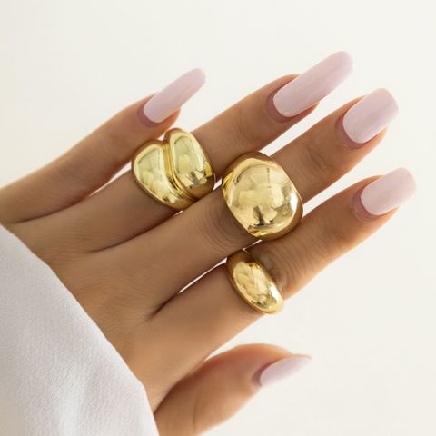 Simple Style Solid Color Gold Plated Alloy Wholesale Rings