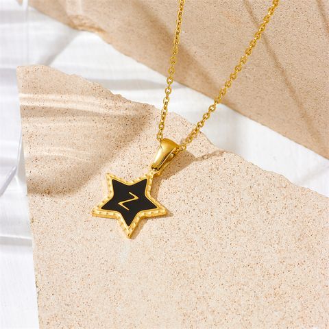 Titanium Steel 18K Gold Plated Simple Style Plating Letter Star Acrylic Pendant Necklace