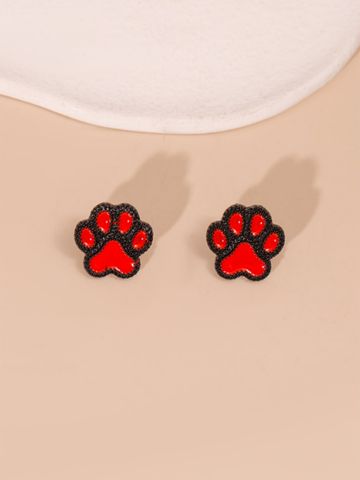 Wholesale Jewelry Cute Animal Paw Print Alloy Ear Studs