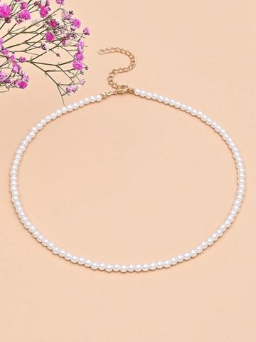 Lady Pearl Alloy Plastic Beaded Women's Necklace