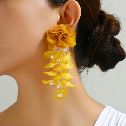 Wholesale Jewelry Elegant Flower Zinc Alloy Drop Earrings