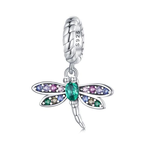 Casual Cute Dragonfly Sterling Silver Inlay Zircon Charms