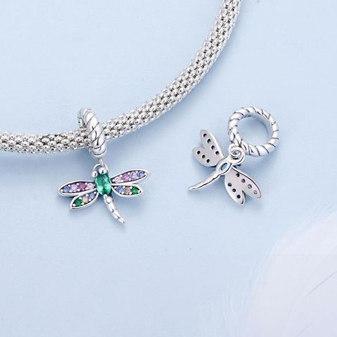 Casual Cute Dragonfly Sterling Silver Inlay Zircon Charms