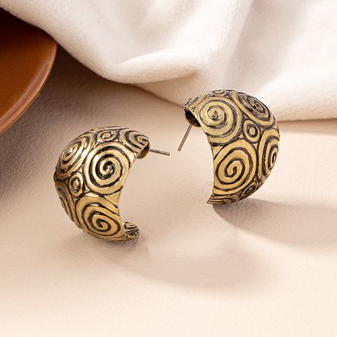 Wholesale Jewelry Retro Simple Style Circle Ferroalloy 14k Gold Plated Plating Ear Studs