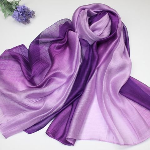 Autumn And Winter New Mulberry Silk Gradient Color Scarf Silk Cotton And Linen Long Scarf Shawl Dual-use Women's Spring And Autumn Scarf