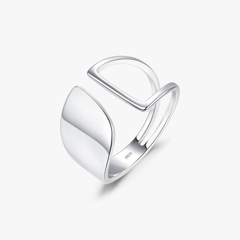 Ig Style Modern Style Simple Style Irregular Sterling Silver Rhodium Plated Open Rings In Bulk