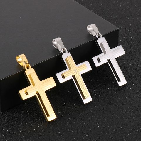 Luxurious Cross Stainless Steel 18K Gold Plated Unisex Charms