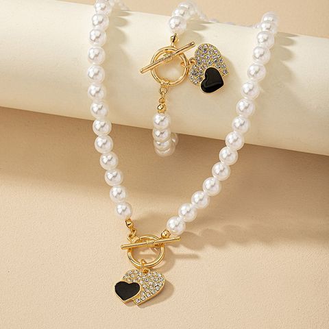 Baroque Style Heart Shape Imitation Pearl Women's Bracelets Necklace