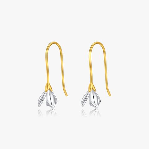 1 Pair Elegant Simple Style Flower Plating Sterling Silver 18k Gold Plated Silver Plated Drop Earrings