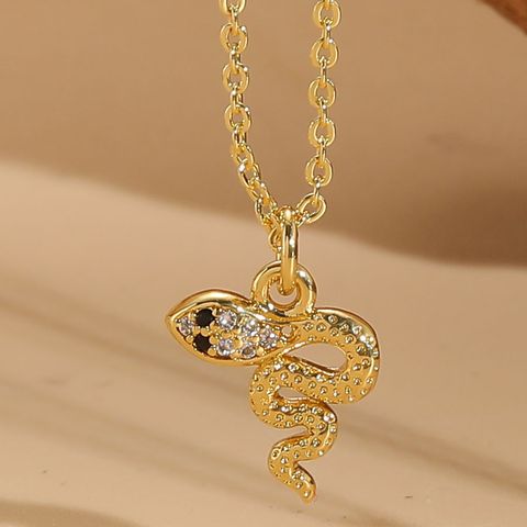 Simple Style Commute Dolphin Snake Copper Plating Inlay Zircon 14k Gold Plated White Gold Plated Necklace