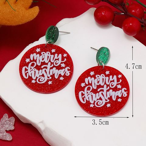 1 Pair Funny Christmas Tree Snowman Painted Arylic Drop Earrings