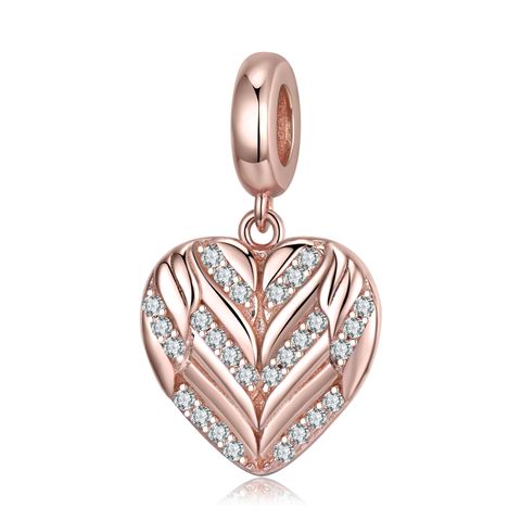 Sweet Heart Shape Sterling Silver Plating Inlay Zircon Charms Jewelry Accessories