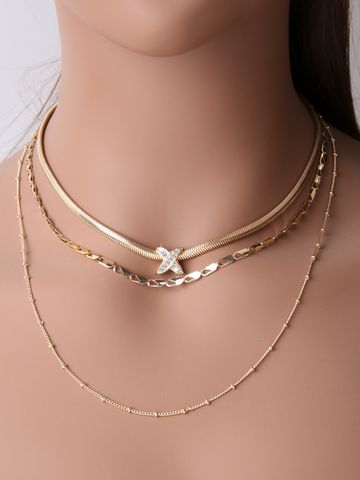 Elegant Glam Letter Zinc Alloy Inlay Rhinestones Women's Layered Necklaces