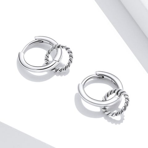 1 Pair Simple Style Round Sterling Silver Earrings
