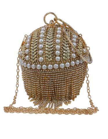 Gold Silver Pu Leather Metal Solid Color Round Evening Bags