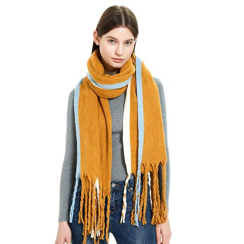 Women's Casual Color Block Acrylic Scarf