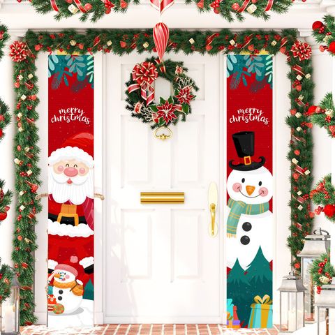 Christmas Cartoon Style Cute Christmas Tree Santa Claus Polyester Flag