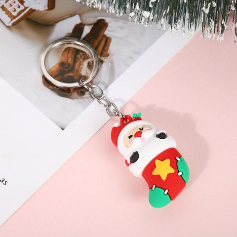 Cartoon Style Santa Claus Silica Gel Christmas Unisex Bag Pendant Keychain