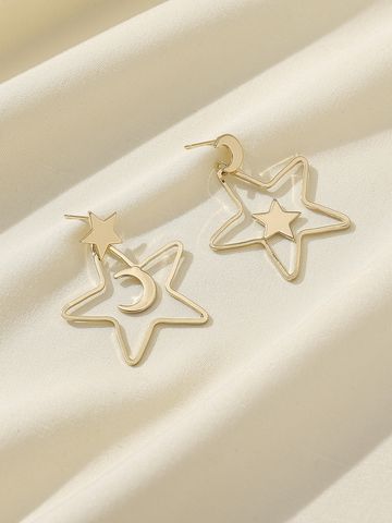 1 Pair Casual Classic Style Star Moon Hollow Out Alloy Drop Earrings