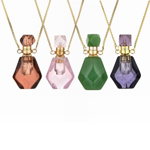 Elegant Sweet Perfume Bottle Stone Copper Pendant Necklace