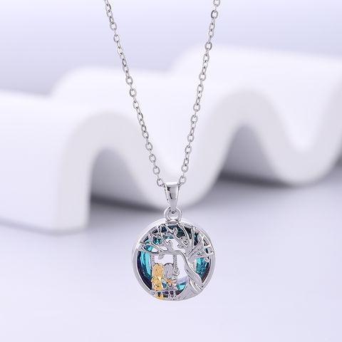 Artistic Cartoon Character Tree Stainless Steel Copper Silver Plated Zircon Pendant Necklace In Bulk