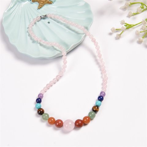 Ethnic Style Round Natural Stone Beaded Necklace