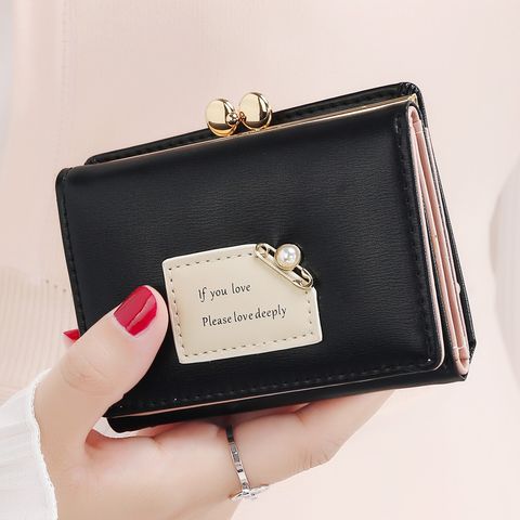 Women's Solid Color Pu Leather Clasp Frame Wallets