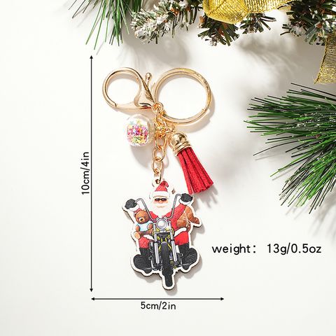 Cute Santa Claus Wood Christmas Unisex Keychain