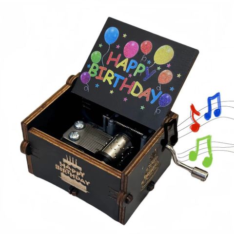 Happy Birthday Creative Painted Wooden Hand-cranked Simple Modern Music Box