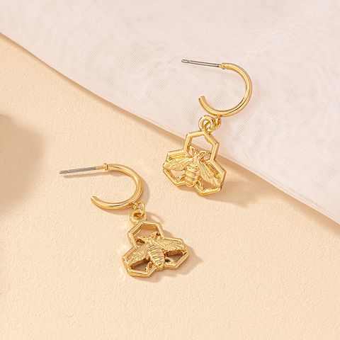 1 Pair Punk Commute Bee Plating Alloy Gold Plated Drop Earrings